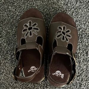 Dr. Martens Brown Sandals with Classic Floral Touch